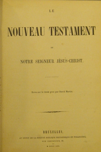Portada de Le Nouveau Testament De Notre Seigneur J�sus Christ  - David Martin