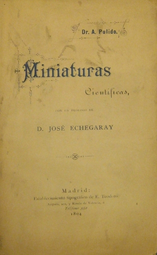 Portada de Miniaturas Cient�ficas.  - A. Pulido