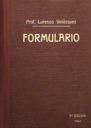 Portada de Formulario. Terap�utica Cl�nica. Para Uso Del M�dico Pr�ctico y Del Estudiante De Asignaturas Cl�nicas - B. Lorenzo Vel�zquez