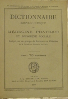 Portada de libro Dictionnaire Encyclop�dique De M�decine Pratique Et D' Hygiene Sociale