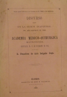 Portada de libro Discurso Leido En La Sesi�n Inaugural Del A�o Acad�mico De 1866 En La...