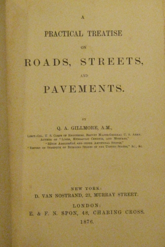Portada de A Practical Treatise on Roads, Streets and Pavements - G.A. Gillmore