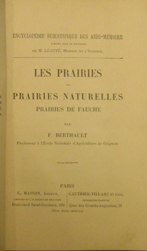 Portada de Les Prairies. Prairies Naturelles. Herbages - F. Berthault