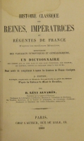 Portada de libro Histoire Classique Des Reines, Imp�ratrices et R�gentes De France
