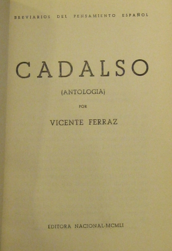 Portada de Cadalso. Antolog�a - Vicente Ferraz