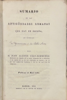 Portada de libro Sumario de las antig�edades Romanas que hay en Espa�a en Especial Las...