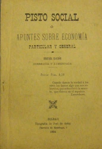 Portada de Pisto Social o Apuntes Sobre Economia Particular y General.