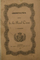 Portada de libro Ordenanza General De La Real Casa y Patrimonio espedida en 29 de mayo...