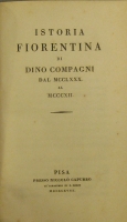 Portada de libro Istoria Fiorentina Di Dino Compagni Dal MCCLXXX al MCCCXII