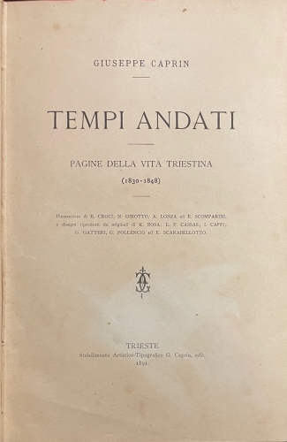 Portada de Tempi Andati. Pagine Della Vita Triestina (1830-1848) - Giuseppe Caprin