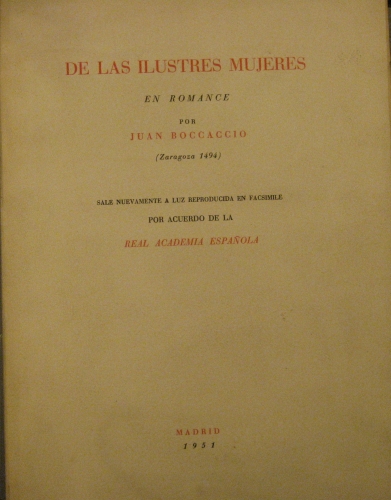 Portada de De Las Ilustres Mujeres En Romance - Juan Boccaccio