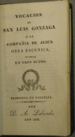 Portada de libro Vocaci�n De San Luis Gonzaga � La Compa�ia De Jes�s. Obra Esc�nica...