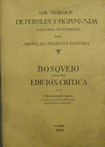 Portada de Los Trabajos de Persiles y Sigismunda, bosquejo para una edici�n critica. - Pedro de Novo y F. Chicarro