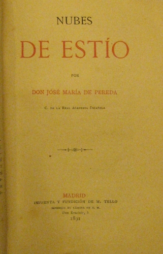 Portada de Nubes de Est�o - J. M� Pereda