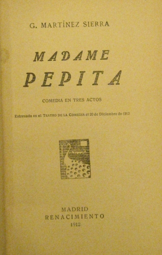Portada de Madame Pepita. Esperanza Nuestra. - Martinez Sierra