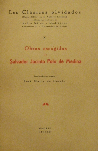 Portada de Obras Escogidas De Salvador Jacinto Polo De Medina - Salvador Jacinto Polo de Medina