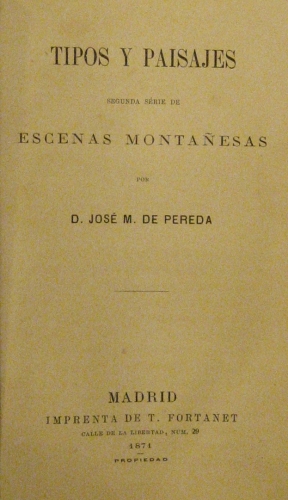 Portada de Tipos y Paisajes y Tipos transhumantes  - Jose M� Pereda