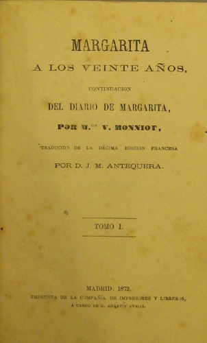 Portada de Margarita a Los Veinte A�os - V. Monniot
