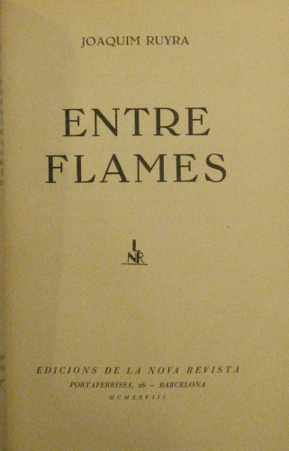 Portada de Entre Flames. - Joaquin Ruyra