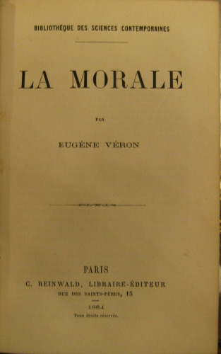 Portada de La Morale - Eug�ne V�ron