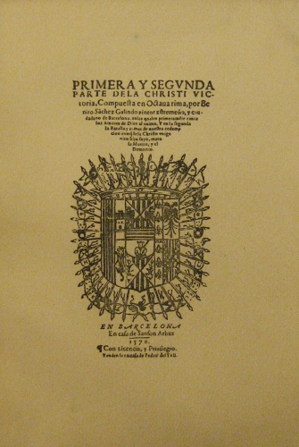 Portada de Primera y Segunda parte de la Christi Victoria. Facsimil. - Sanchez Galindo. 