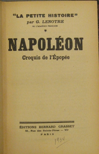 Portada de Napol�on. Croquis De L' �poque - G. Lenotre