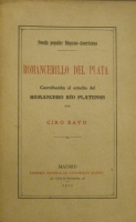 Portada de libro Romancerillo del plata. Contribuci�n al estudio del Romancero R�o...