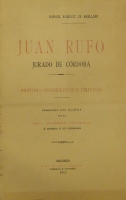 Portada de libro Juan Rufo. Jurado de C�rdoba. Estudio Biogr�fico y Cr�tico