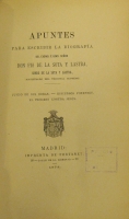 Portada de libro Apuntes Para Escribir La Biografa Del Excmo. Seor Don Pio De La Sota...