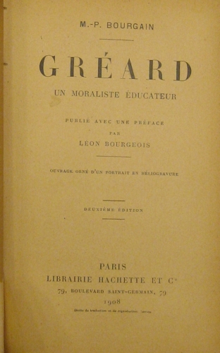 Portada de Gr�ard. Un Moraliste �ducateur - M. P. Bourgain