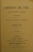 Portada de libro Chemins de Fer, D'intrt Local. Vade Mecum Aux Trois Points De Vue...
