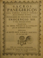 Portada de libro Sacros Panegiricos del Padre Pablo Se�eri, De La Compa�ia De Jes�s,...