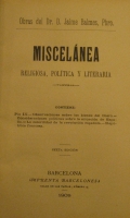 Portada de libro Miscel�nea religiosa, pol�tica y Literaria