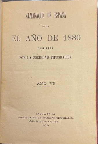 Portada de Almanaque De Espa�a Para El A�o De 1880 