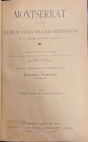Portada de Montserrat. �lbum, Gu�a, Plano, Historia De La C�lebre Monta�a Catalana - Eduardo Canibell