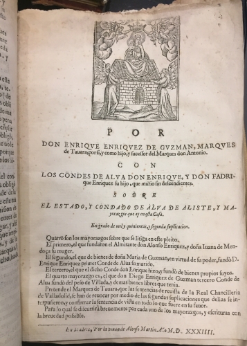 Portada de Condado de Alba de Liste. Titulo nobiliario de D. Enriquez de Mendoza de fundaci�n de mayorazgo