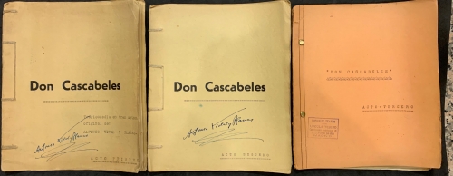 Portada de Don Cascabel, Mam� VIrgen. Indocumentados. Conjunto mecanografiado y corregido por el autor. - Alfonso Vidal y Planas