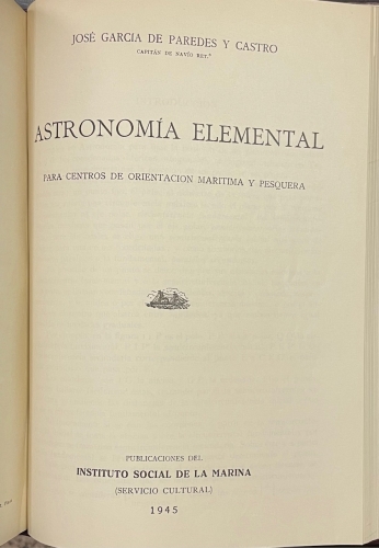 Portada de Tratado de Maniobra. Astronomia Elemental - Jose Garcia de Paredes y Castro. Enrique Barbudo Duarte. 