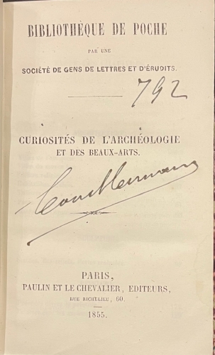 Portada de Biblioth�que De Poche: Curiosit�s Litteraires, Bibliographiques, Biographiques, Traditions, Archeologuie, Philologiques, Militaires, Origines et Des Inventions, Historiques, anecdotiques - Ludovic Lalanne. 