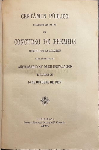 Portada de Certamen P�blico dedicado � Nuestra Se�ora De La Cinta De Tortosa