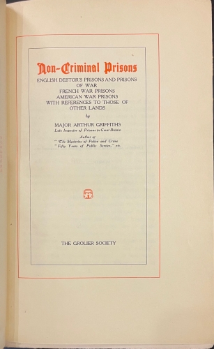 Portada de Non-Criminal Prisons. English Debtor's Prisons and Prisons of War, French War Prisons, American War Prisons with References to Those of Other Lands - Arthur Griffiths