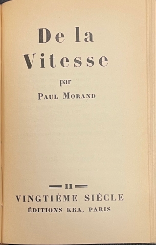 Portada de Rien que La Terre. Voyage. De La Vitesse.  - Paul Morand