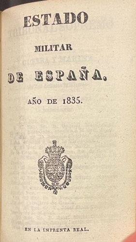 Portada de Calendario Manual Y Guia De Forasteros en Madrid para el a�o de 1835 / Estado Militar de Espa�a A�o 1835