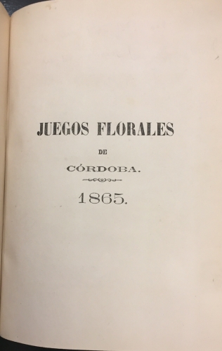 Portada de Juegos Florales de C�rdoba, 1859, 1860, 1865.
