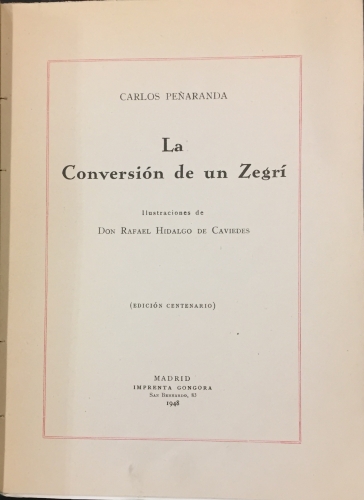 Portada de La Conversi�n de un Zegr� - Carlos Pe�aranda