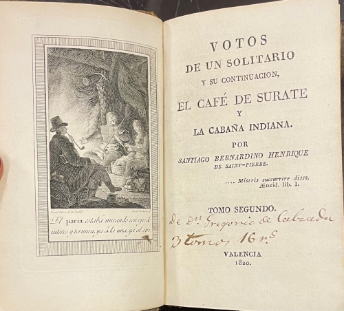 Portada de Votos de un Solitario y su continuaci�n, El Caf� de Surate y La Caba�a Indiana - Santiago Bernardino Henriquez de Saint-Pierre