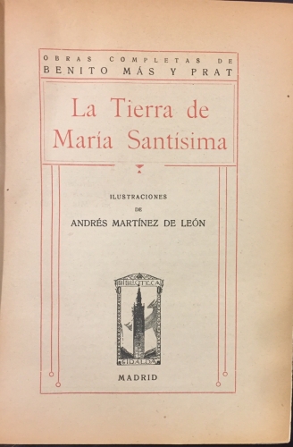 Portada de La Tierra de Mar�a Sant�sima - Benito M�s y Prat