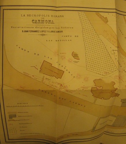 Portada de Necr�polis de Carmona. Memoria escrita en virtud de acuerdo de las Reales Academias de La Historia y de las Bellas Artes de San Fernando - D. Juan de Dios de la Rada y Delgado