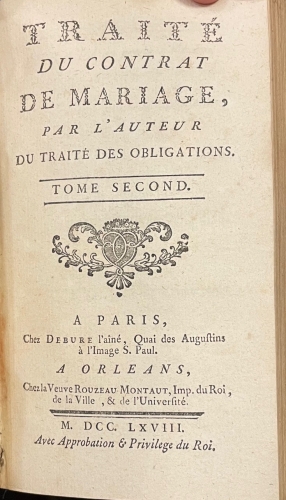 Portada de Trait� du Contrat de Mariage