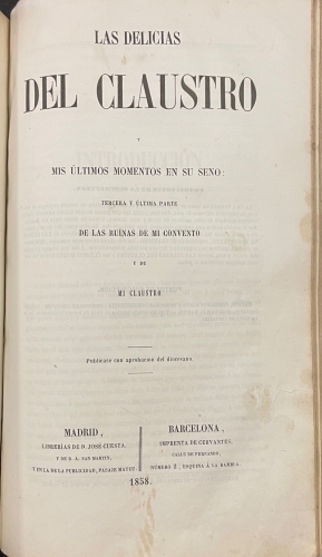 Portada de Las Ruinas de mi Convento. Las Delicias del Claustro y mis ultimos momentos en su seno - Fernando Patxot